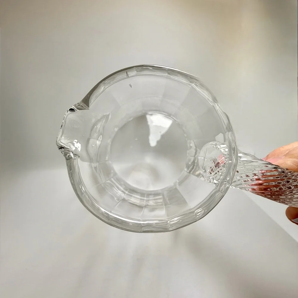 Hand Blown Clear Glass Pitcher 9” Tall Elegant Twisted Handle Art Glass - Picture 9 of 11